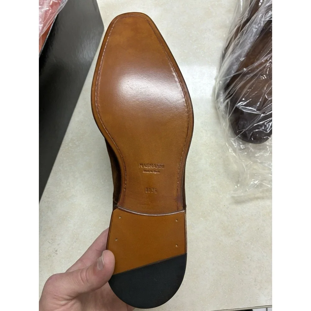 Magnanni Cognac Suede Cap Toe Derby Dress Shoes 20716-66 Mens 11.5 Made in Spain